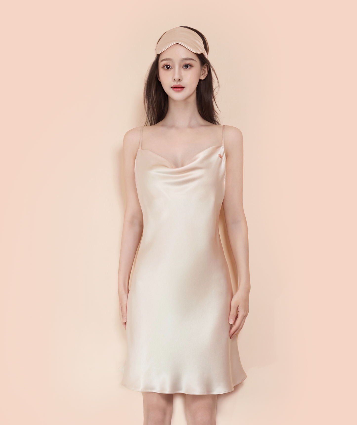 wililivy 100% mulberry silk dress Gold