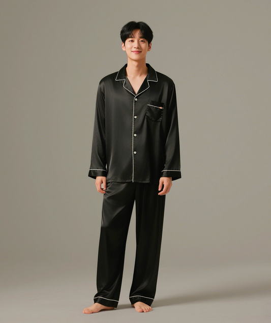 wililivy 100% mulberry silk men sleepwear sets