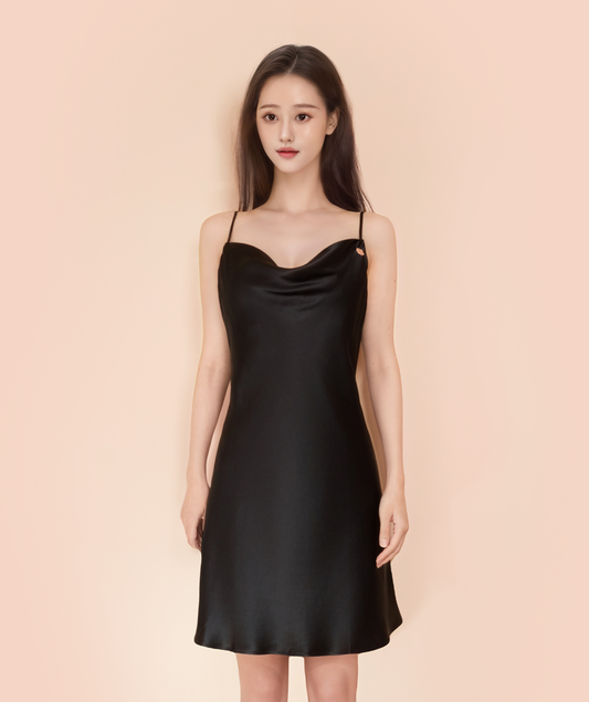 wililivy 100% mulberry silk dress black